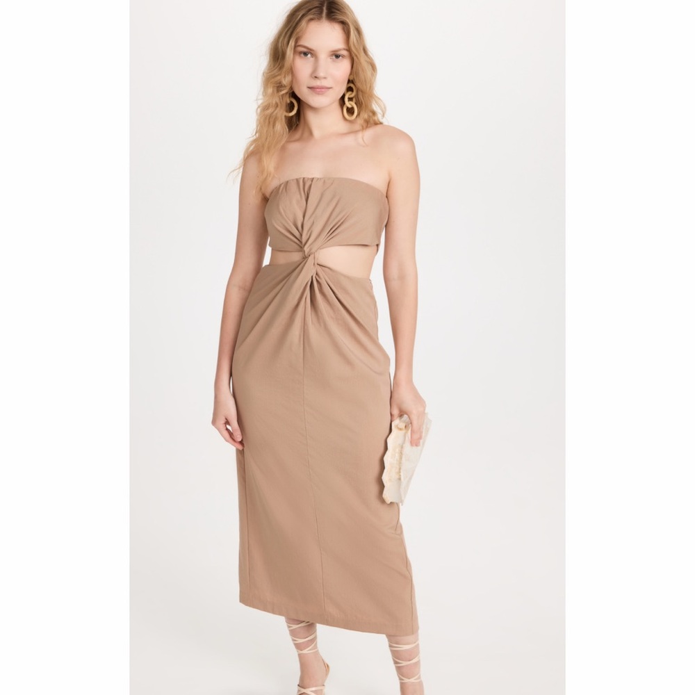Tan Midi cut out dress